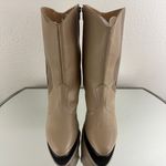 Hill & Dale Vintage 1970s Designer Tan Beige Leather Swirl Low Heel Ankle Boots Photo 6