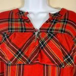 J.Crew Plaid Ruffle Flannel Long Sleeve Cotton Shirt Top Medium Red Holiday Photo 3