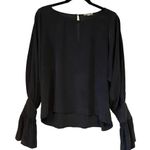 L'Agence  Gianne Black Open Bell Sleeve Silk Blouse, Sz S Photo 10