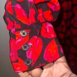 Who What Wear  Women's Red Leaf Patterned Dress Size Small side zipper Photo 3