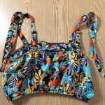 Lila Rose B62 New Womens Floral Orange and Blue Smocked Crop Tank Top Size Small Photo 3