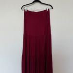 Y2K Burgundy Red Maxi Tiered Peasant  Skirt  Photo 3