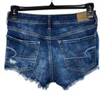American Eagle SZ 6 Hi-Rise Shortie Jean Shorts Distressed Stretch Frayed Hem Photo 4