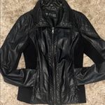 Guess | Black Faux Leather Moto Biker Jacket Photo 7