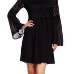 Max Studio 🛍️  Black Crocheted Popover Short Casual Dress Flowy Long Sleeves XS Photo 0