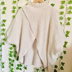 Elan Cream Turtleneck Oversized Wrapped Poncho Photo 0