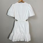 WAYF Puff Sleeve Cutout Ruffle Mini Dress Womens Small* White Fit & Flare Bridal Photo 10