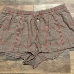 Aerie  Brown and Red Plaid High Waist Shorts Photo 2