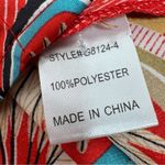 JODIFL  Boho Printed Satin Button Up Blouse Shirt Orange Multi Large Photo 10