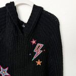 Torrid [] Black Embroidered Star Thunderbolt Raglan Knit Hoodie Sweater NWT Sz 1X Photo 8