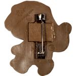 Signed Russ Christmas Holiday Teddy Bear with Santa Hat Toy Sack Brooch Pin 1.5" Brown Photo 1