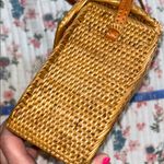 Vintage Tan Woven Shoulder Bag with Leather Strap Photo 11