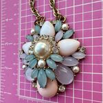Gloria Vanderbilt Elegant Purple Pink Blue Floral Pendant pearl crystal Necklace Photo 2