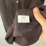 Eileen Fisher  Linen Blend Short Sleeve Half Button Brown Blouse Size Medium Photo 4