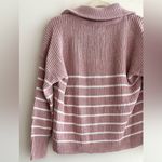 Rachel Zoe Light Pink and White Striped Ribbed Quarter-Zip Sweater, Size Small Photo 12