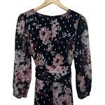 Eliza J Floral Metallic Fleck High Low Dress Puff Sleeve V-Neck Midi Tropical 10 Photo 8