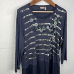LOGO By Lori Goldstein LOGO Lavish Sequin Embroidery Trapeze Tunic size XL Gray Photo 2