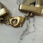 Wide flat herringbone braid gold tone bracelet Photo 3