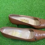 Salvatore Ferragamo Vtg Women's 8 Narrow Brown Leather Luxury Low Pumps Photo 1