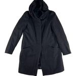 ZARA  Basic XS Coat Wool Blend Scrunched Funnel Neck Black Single Breasted Heavy Photo 0