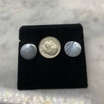 Thin Sterling Silver Seashell Embossed Stud Earrings 925 Photo 2