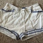 Blue Rain  Dressy Shorts Womens Sz S embroidered Greek key detail Linen Cotton Photo 0