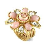 Gucci  Interlocking G Flower Ring Ottone/Resin/Strass Gold Pink Crystal 702609 Photo 0