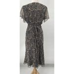 Vintage 90s Silk Paisley Lace Floral Print Midi Dress Tie Waist Cream Gray M Size M Photo 8
