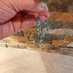 Blue Aquamarine Crystal Glass Breads Earrings Dangle Cascading Cluster Estate Photo 2