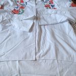 FOR THE REPUBLIC  100% Cotton White Shirt with Floral Embroidery Size L Photo 6