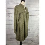 ZARA  Babydoll Dress Womens S Army Green Polka Dot Split Mock Neck Viscose Photo 1