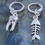 Handmade Silver Y2k Tooth Fishbone Hoop Earrings , Punk Goth Boho Silver Photo 1