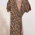 Babaton Aritiza  WALLACE Wrap Dress SIENNA/BLACK 75560 Size Medium Cheetah Leopar Photo 3