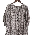 Cato  Women Top 18/20 Brown‎ Check Popover High Low Hem Cowgirl Western Casual Photo 7