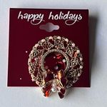 Happy HolidaysWreath Holiday Brooch Pin Photo 0
