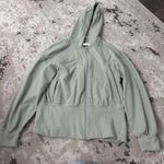 Lululemon Hugged-Waist Cotton Zip Hoodie Size 12 - Green Fern Photo 4