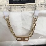 Elisabetta Franchi GIACCA Cream and Metallic Tweed Jacket Size 40 / US 4 Gold Photo 6