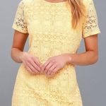 Lulus  Dress Womens X Small Yellow Lace Mini Love You For‎ Eternity Shift Flirty Photo 0