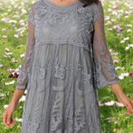 Mindful Souls Gray Shift Dress with Full Lace Overlay 18 Photo 1