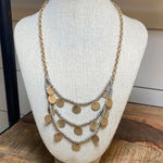 Sweet Lola Brushed Gold Coin & Grey‎ Shimmery Beaded Layered Necklace 21.5" Long Photo 0