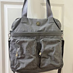 Kipling Rare GRAY Nylon BIG Pocket FRONT Large Weekend Travel Tote Bag Photo 0