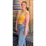 Free People New!  Bright Eyes Velvet Tee yellow, women size S‎ Photo 5