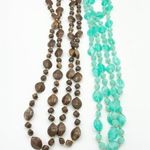 Women's Long Fashion Statement Beaded Necklace Set of 2 Green Photo 0