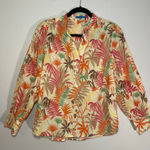 J. McLaughlin  Colorful Tropical Print Long Sleeve Tunic Blouse Cotton size Medium Photo 0