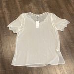 Reiss  sheer blouse with scalloped trim Photo 0