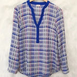 Stitch Fix  PIXLEY‎ Blue Plaid Henley Blouse Photo 0