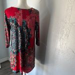 Honeyme  Red and Blue Floral Midi Dress Photo 3