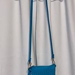 Charming Charlie turquoise crossbody bad braided faux leather double zipper Photo 0