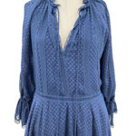 Alice + Olivia Joanne Mini Dress Lace Trim Ruffle Tiered 3/4 Sleeve Blue Size 2 Photo 5