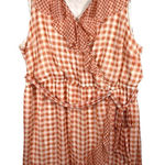 LC Lauren Conrad Fit&flare Dress Orange White Gingham Checkered Ruffle Plus 4X Photo 0